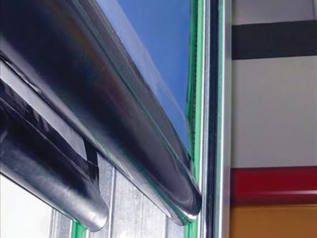 If the sensitive lower edge touches an obstruction when the door is closing, then a signal is transmitted to the control unit to open the door. In case of power outage the door opens automaticaly with a counterweight.